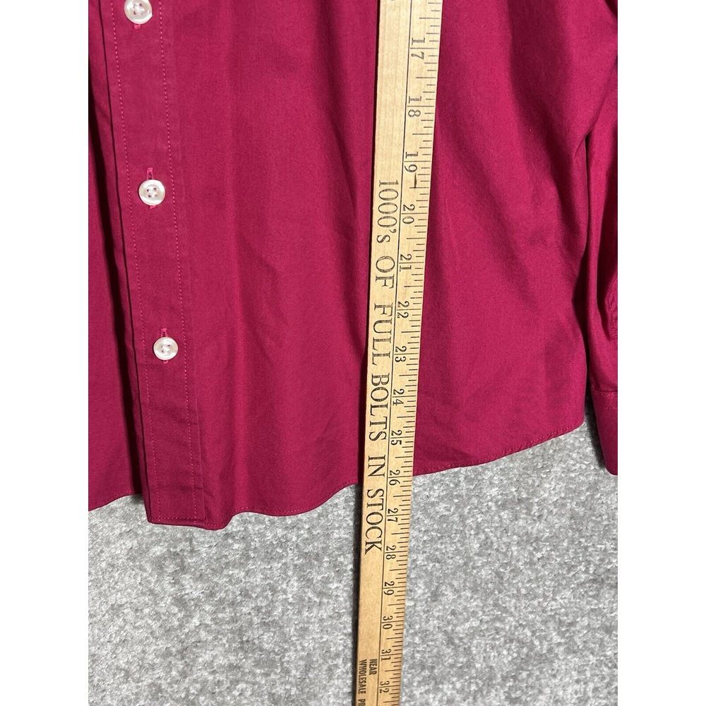 Lands End Long Sleeve Button Up Top Womens Size‎ 12 Magenta Cotton Blouse - Picture 7 of 7